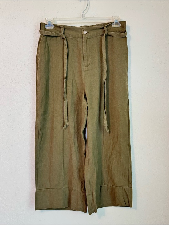 Joie Pants - Joie Women's Olive Green Linen-Blend Wide Leg Pants Size Large